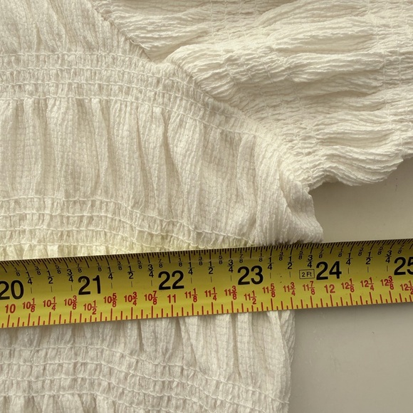 Anthropologie Maeve Smocked Button-Front Top cream 2X - Picture 7 of 8